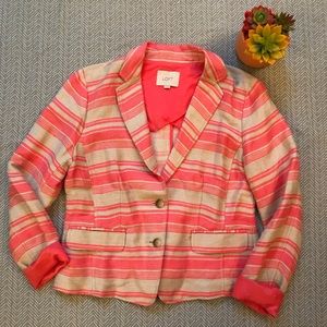 LOFT Tan & Pink Striped Blazer